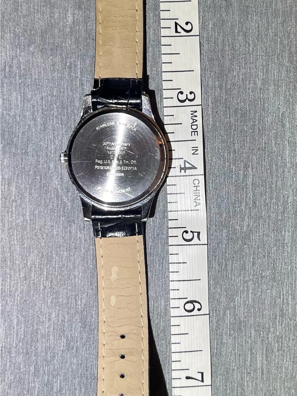 Elvis Presley 30th Anniversary Watch, Black Faux Leather Needs Battery Dated